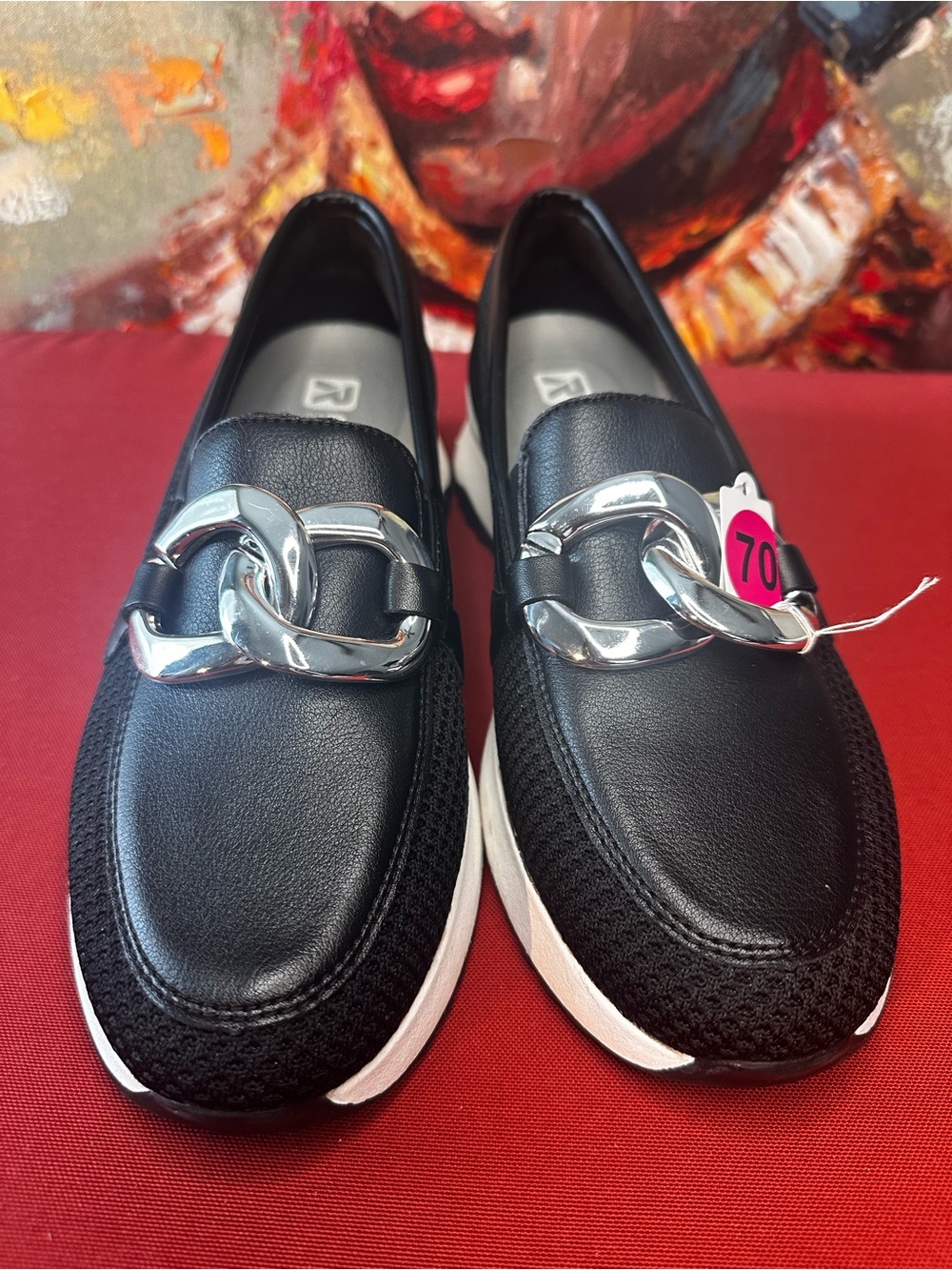 No.70 Rieker Evolution Soft Black Chain Loafers Size 40